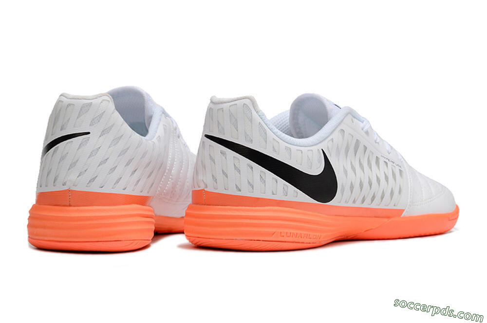Nike Lunar Gato 2 IC Low-Tops Football Shoes - White/Black/Orange 6