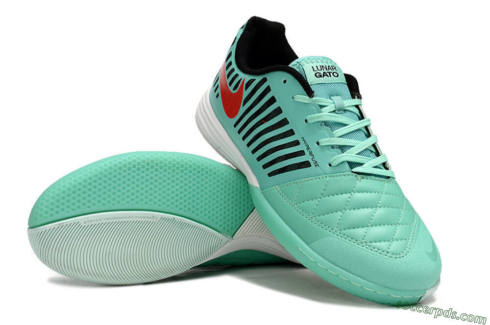 Nike Lunar Gato 2 IC Low-Tops Football Shoes - Jade/Black/Red 3