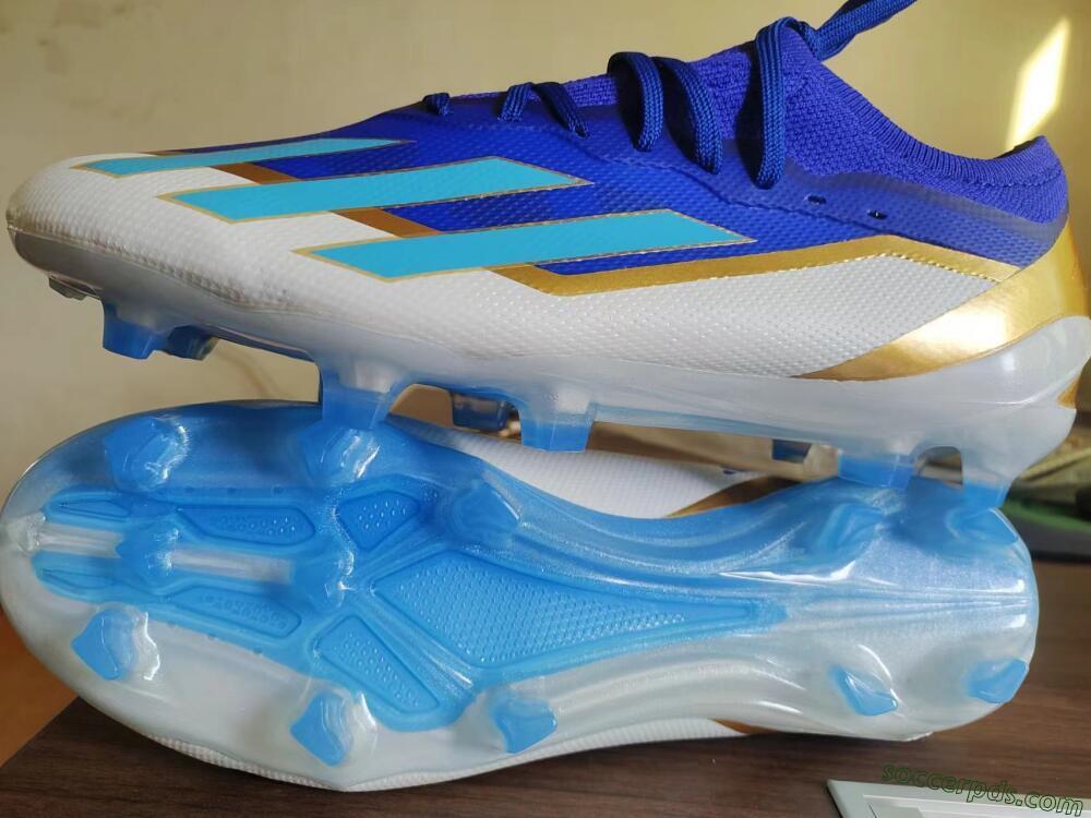 Adidas X Crazyfast.1 Messi FG Low-Tops Football Boots - Blue/Jade/Gold/White