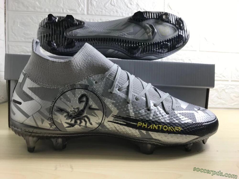 Nike Phantom Scorpion Elite DF FG High-Tops Football Boots - Silver/Yellow/Black