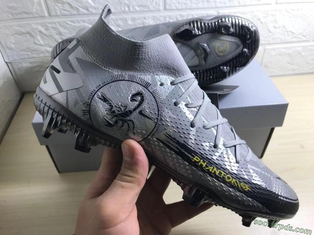 Nike Phantom Scorpion Elite DF FG High-Tops Football Boots - Silver/Yellow/Black