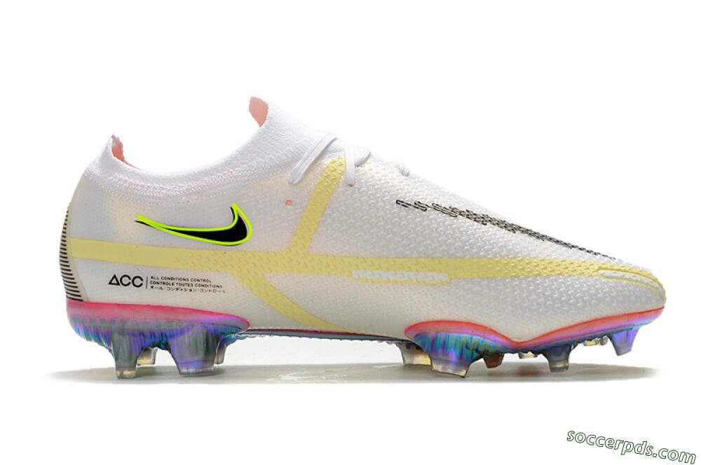 Nike Phantom GT 2 Elite FG Low-Tops Football Boots - White/Yellow/Black 7