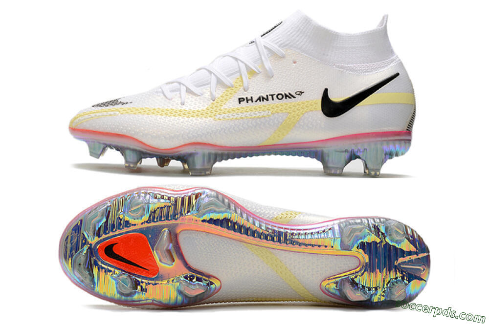 Nike Phantom GT 2 Elite DF FG High-Tops Football Boots - White/Yellow/Black 0