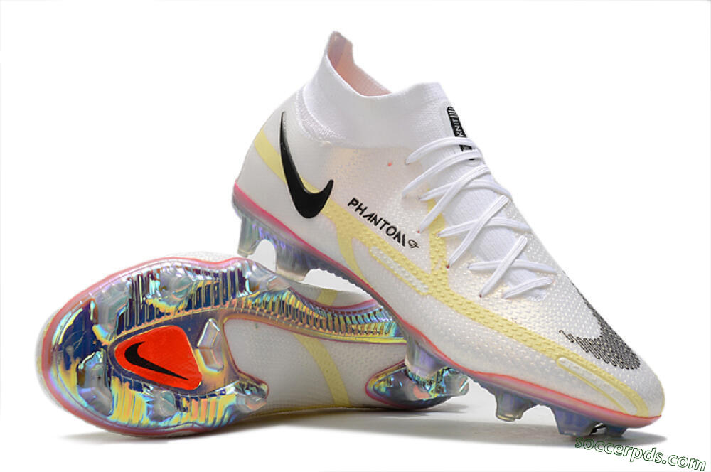 Nike Phantom GT 2 Elite DF FG High-Tops Football Boots - White/Yellow/Black 3