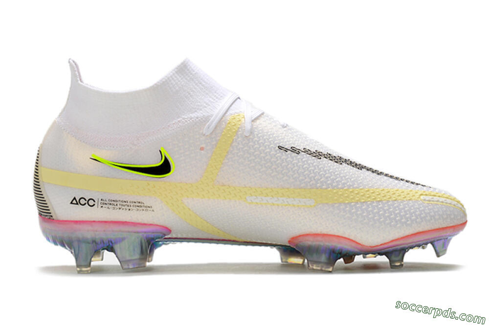 Nike Phantom GT 2 Elite DF FG High-Tops Football Boots - White/Yellow/Black 7