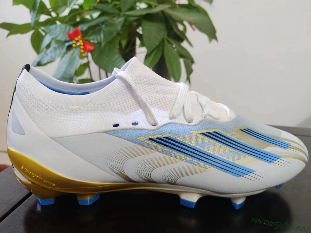Adidas X Crazyfast.1 FG Low-Tops Football Boots - White/Blue/Gold