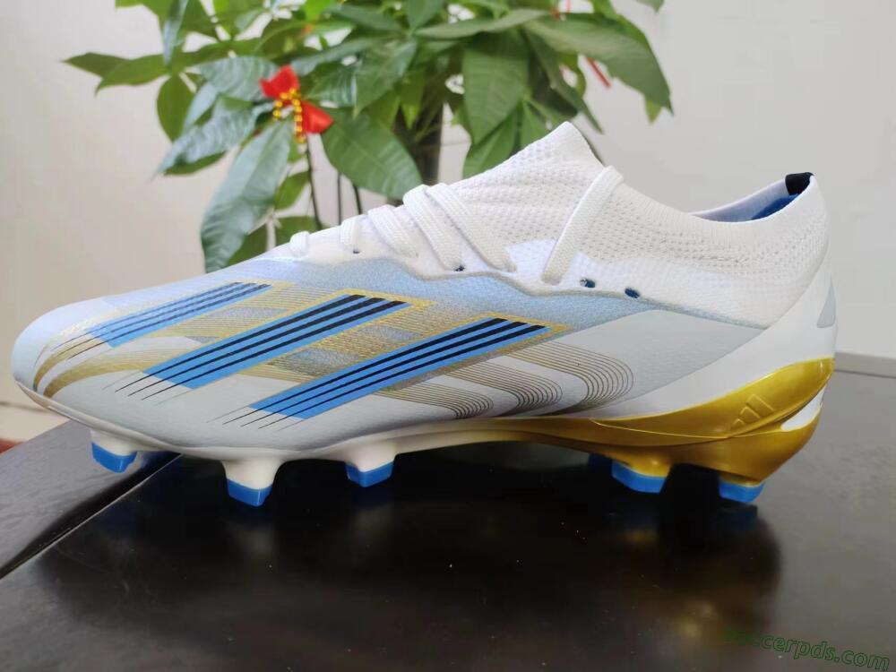 Adidas X Crazyfast.1 FG Low-Tops Football Boots - White/Blue/Gold