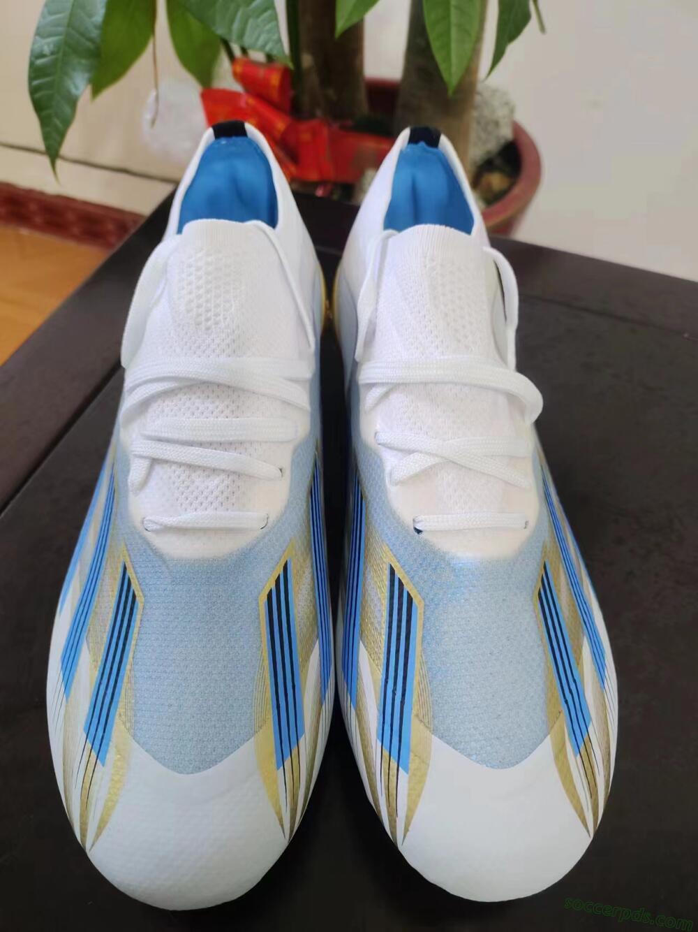 Adidas X Crazyfast.1 FG Low-Tops Football Boots - White/Blue/Gold