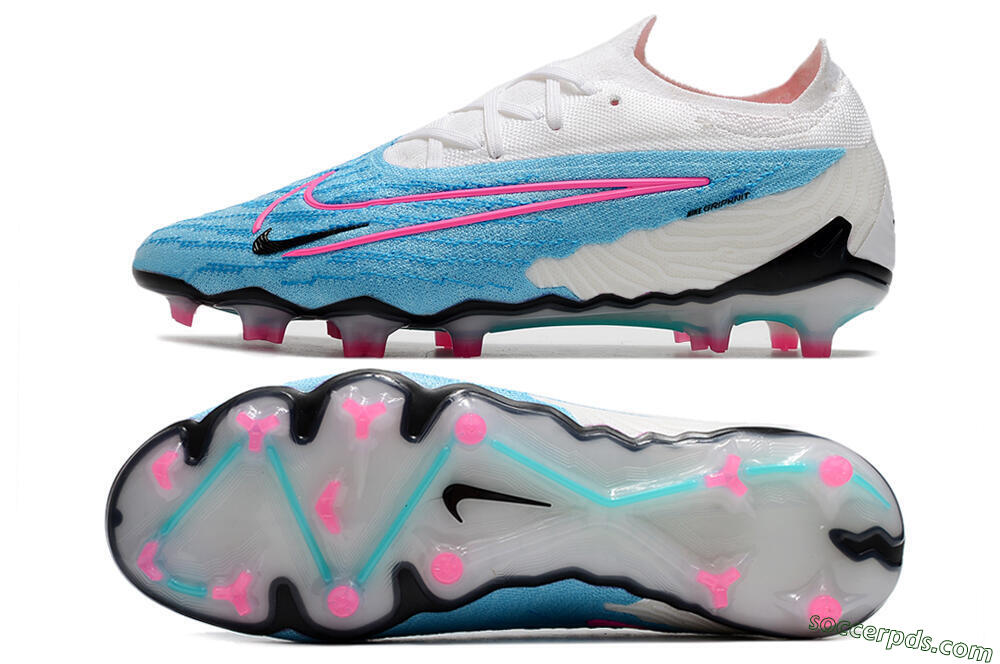 Nike Phantom GX Elite FG Low-Tops Football Boots - Blue/White/Pink 0