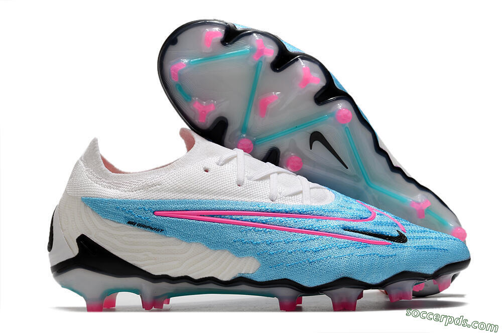 Nike Phantom GX Elite FG Low-Tops Football Boots - Blue/White/Pink 1