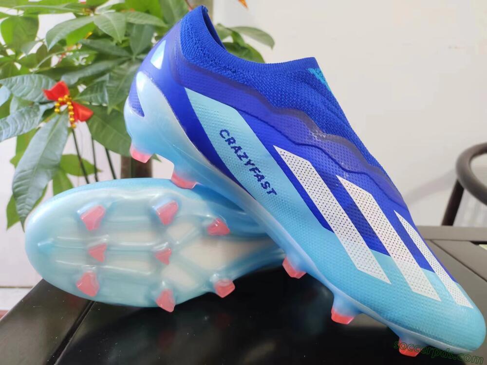 Adidas X Crazyfast.1 Laceless FG Low-Tops Football Boots - Blue/White/Gold