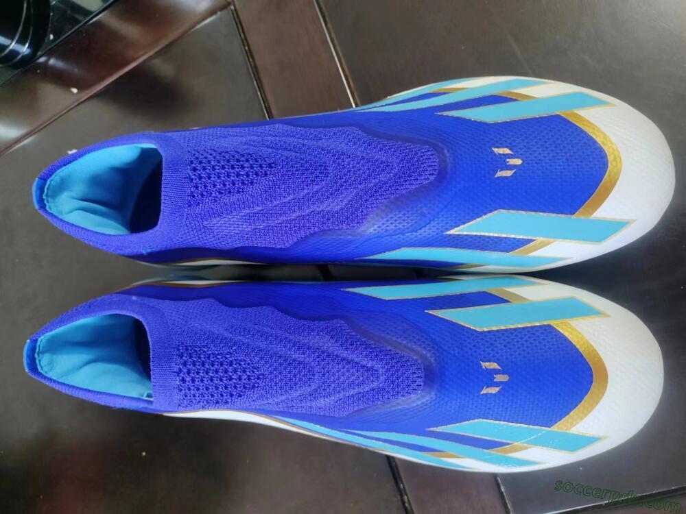 Adidas X Crazyfast.1 Laceless FG Low-Tops Football Boots - Blue/White/Gold