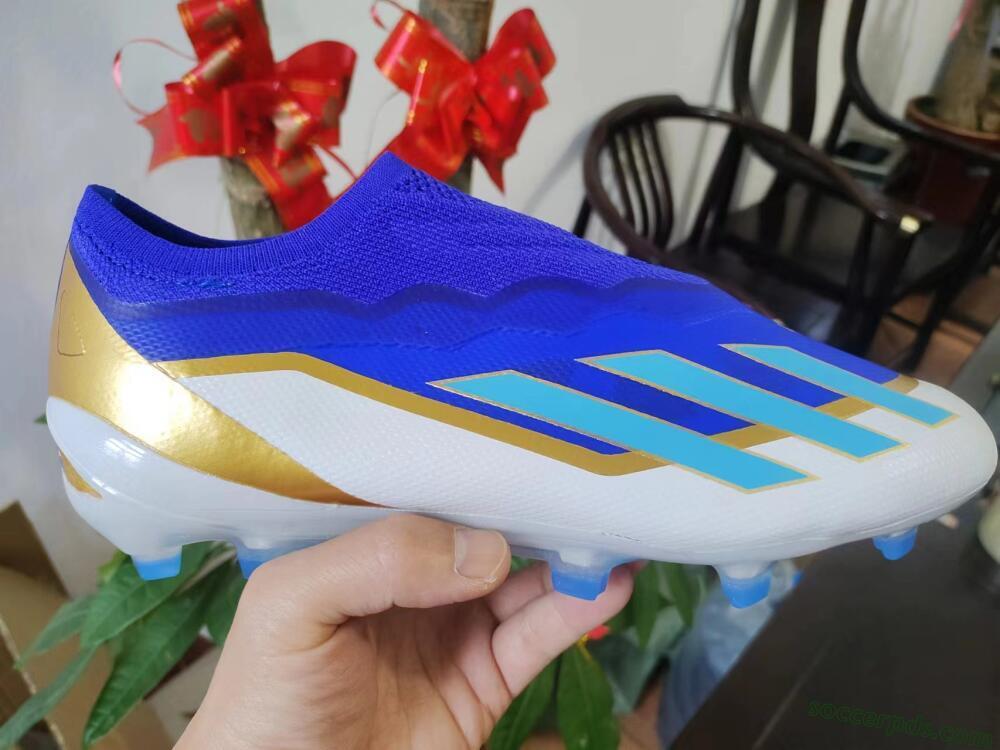 Adidas X Crazyfast.1 Laceless FG Low-Tops Football Boots - Blue/White/Gold