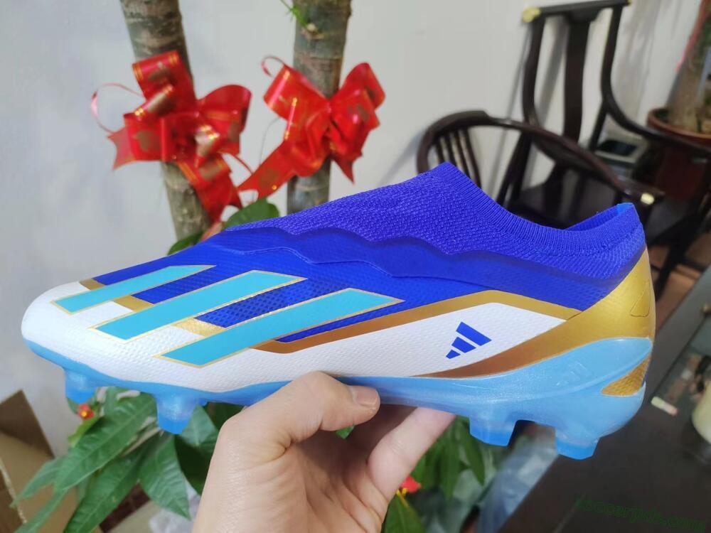 Adidas X Crazyfast.1 Laceless FG Low-Tops Football Boots - Blue/White/Gold