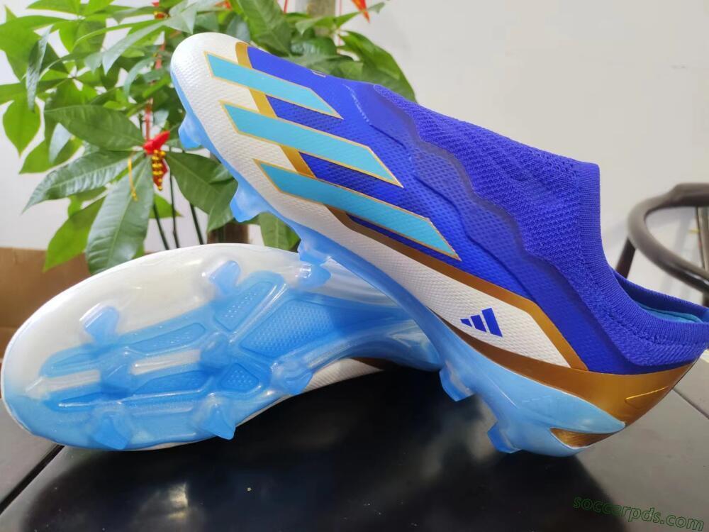 Adidas X Crazyfast.1 Laceless FG Low-Tops Football Boots - Blue/White/Gold