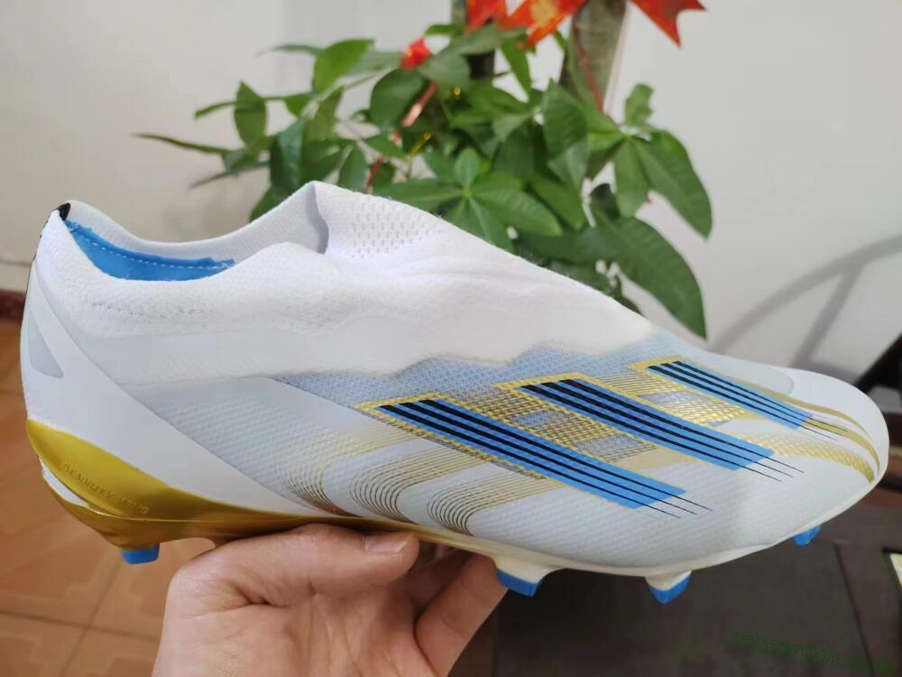 Adidas X Crazyfast.1 FG Low-Tops Football Boots - White/Blue/Gold