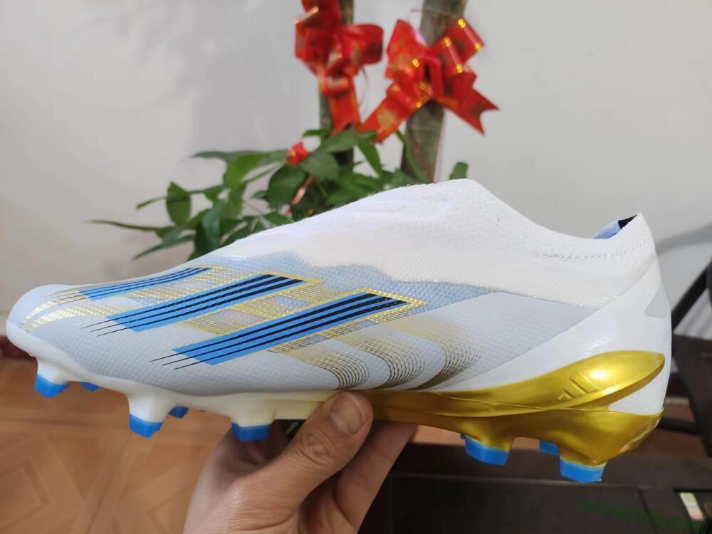 Adidas X Crazyfast.1 FG Low-Tops Football Boots - White/Blue/Gold