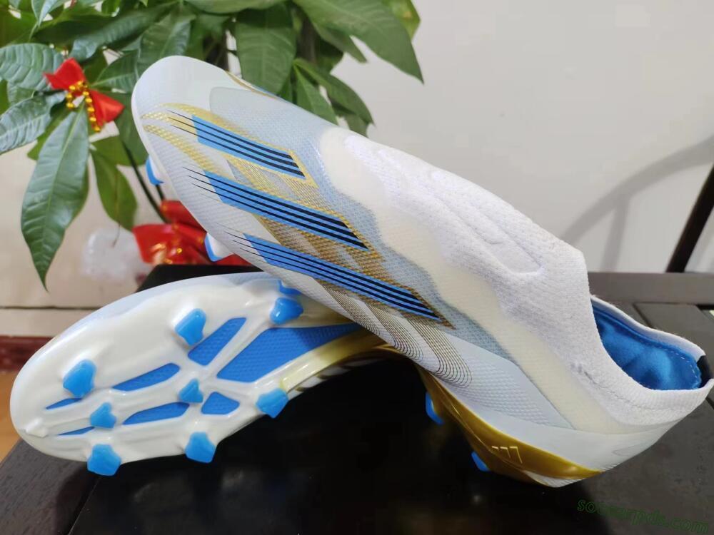 Adidas X Crazyfast.1 FG Low-Tops Football Boots - White/Blue/Gold