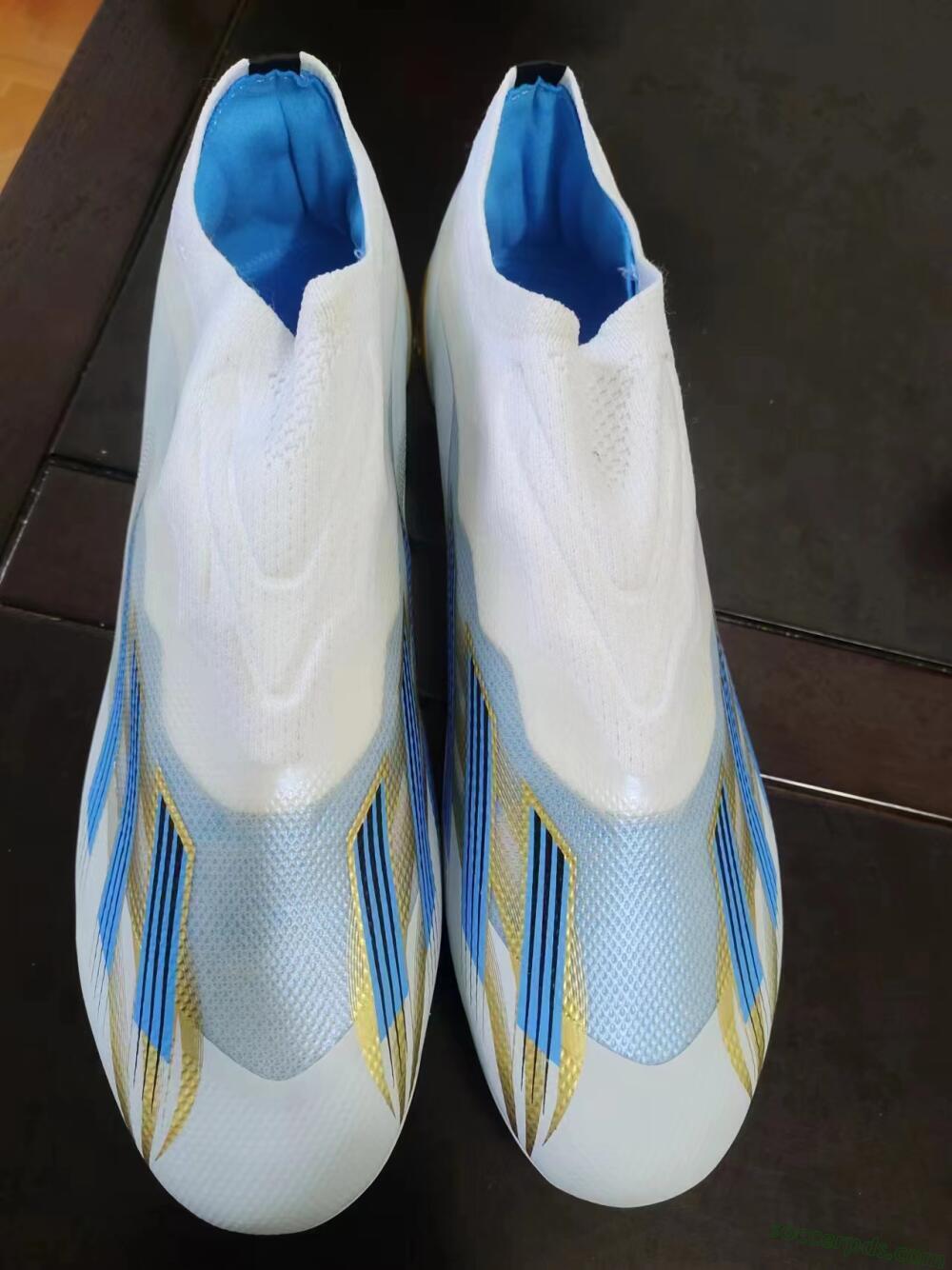 Adidas X Crazyfast.1 FG Low-Tops Football Boots - White/Blue/Gold