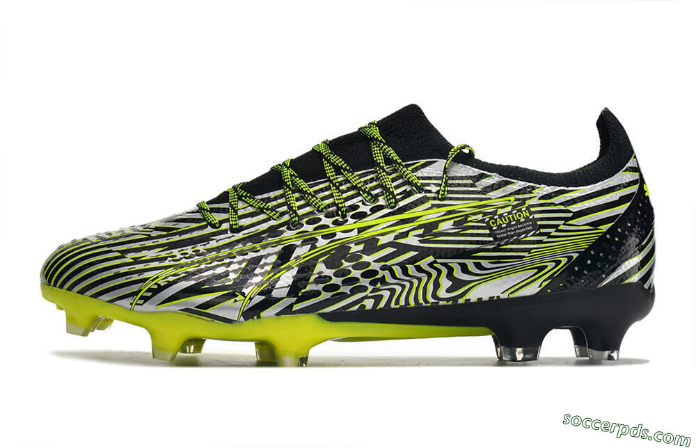 Puma Ultra Ultimate FG Low-Tops Football Boots - White/Black/Green 2