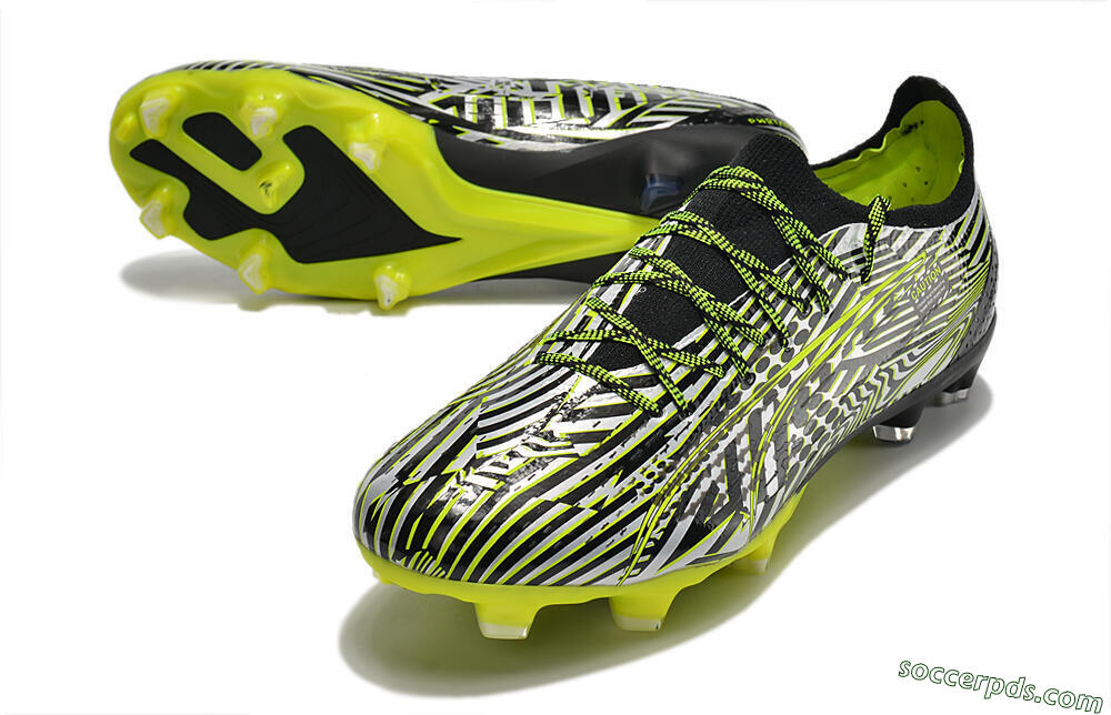 Puma Ultra Ultimate FG Low-Tops Football Boots - White/Black/Green 3