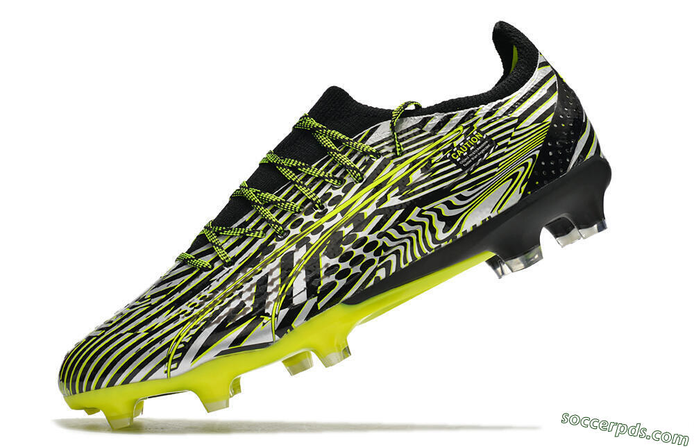 Puma Ultra Ultimate FG Low-Tops Football Boots - White/Black/Green 5