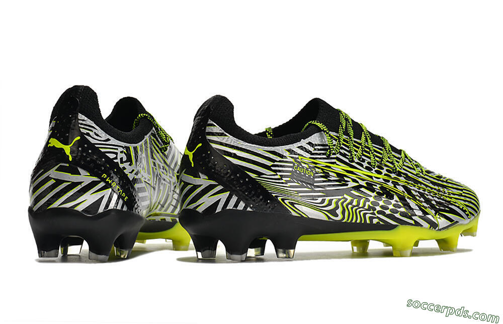 Puma Ultra Ultimate FG Low-Tops Football Boots - White/Black/Green 6