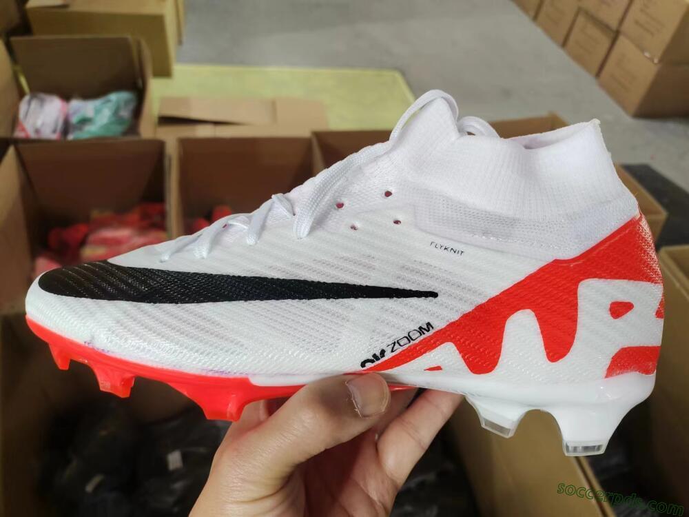 Nike Air Zoom Mercurial Superfly 9 Elite FG High-Tops Football Boots - White/Black/Red
