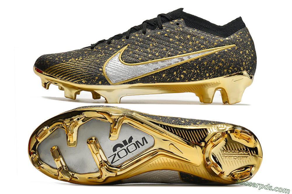 Nike Air Zoom Mercurial Vapor 15 Elite FG Low-Tops Football Boots - Black/Gold/Silver 0