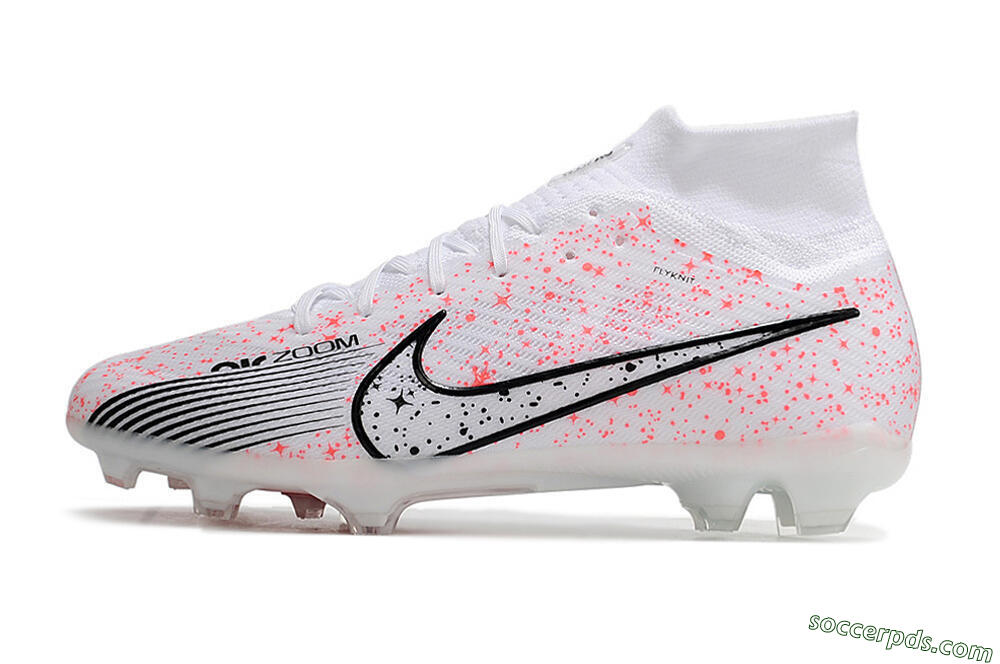 Nike Air Zoom Mercurial Superfly 9 Elite FG High-Tops Football Boots - White/Pink/Black 2