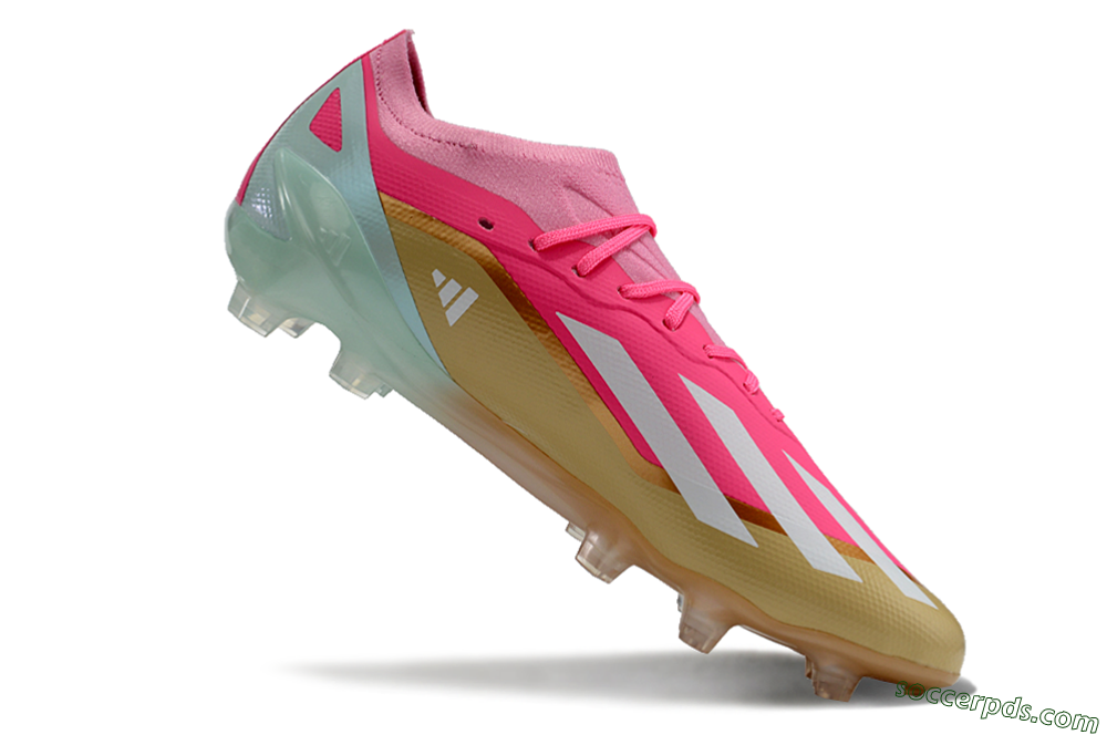 Adidas X 23 Crazyfast.1 FG Low-Tops Football Boots - Pink/White/Gold/Jade 4