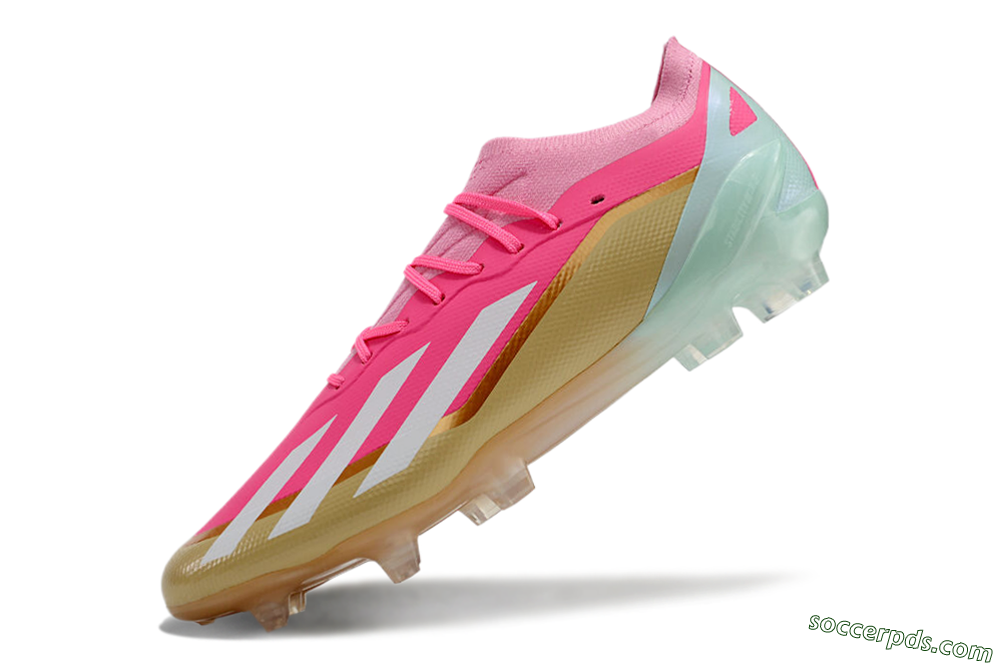 Adidas X 23 Crazyfast.1 FG Low-Tops Football Boots - Pink/White/Gold/Jade 5