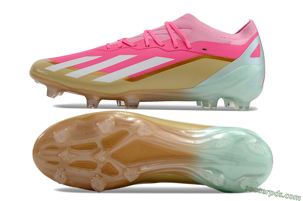 Adidas X 23 Crazyfast.1 FG Low-Tops Football Boots - Pink/White/Gold/Jade 0