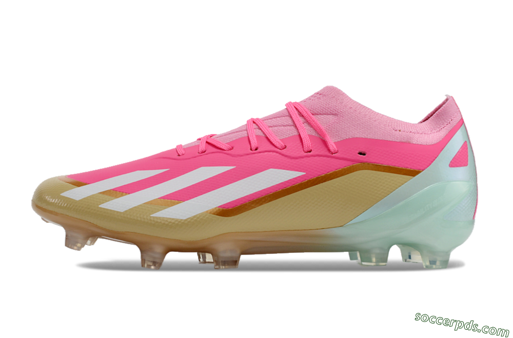 Adidas X 23 Crazyfast.1 FG Low-Tops Football Boots - Pink/White/Gold/Jade 2