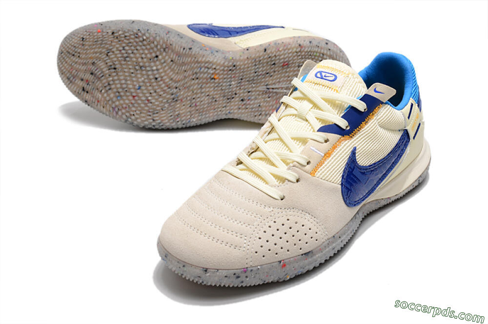 Nike Street Gato IC Low-Tops Football Shoes - Grey/Blue/Yellow 3