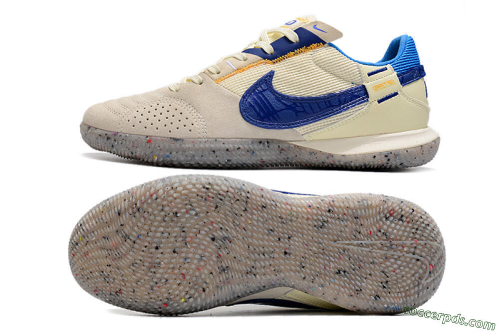 Nike Street Gato IC Low-Tops Football Shoes - Grey/Blue/Yellow 0