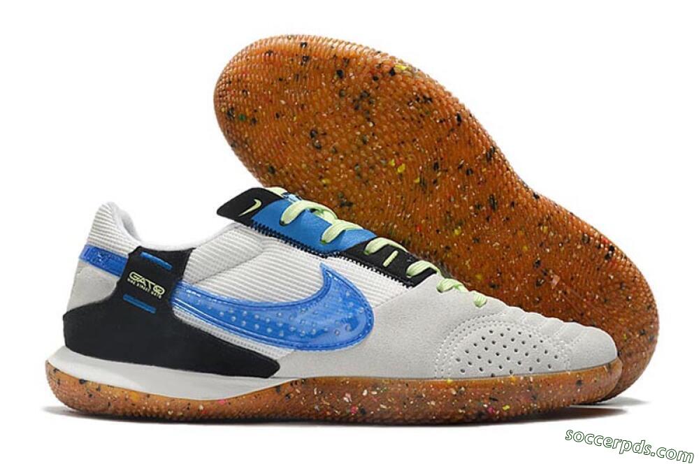 Nike Street Gato IC Low-Tops Football Shoes - Grey/White/Blue 1