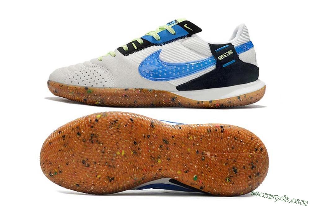 Nike Street Gato IC Low-Tops Football Shoes - Grey/White/Blue 0