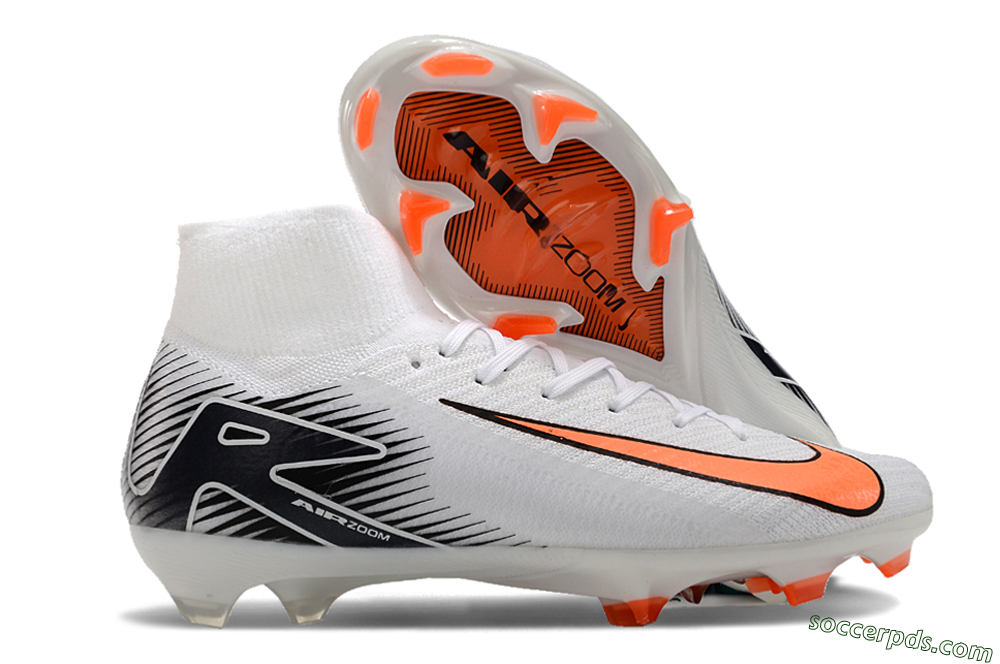 Nike Air Zoom Mercurial Superfly 10 Elite FG High-Tops Football Boots - White/Orange/Black 1