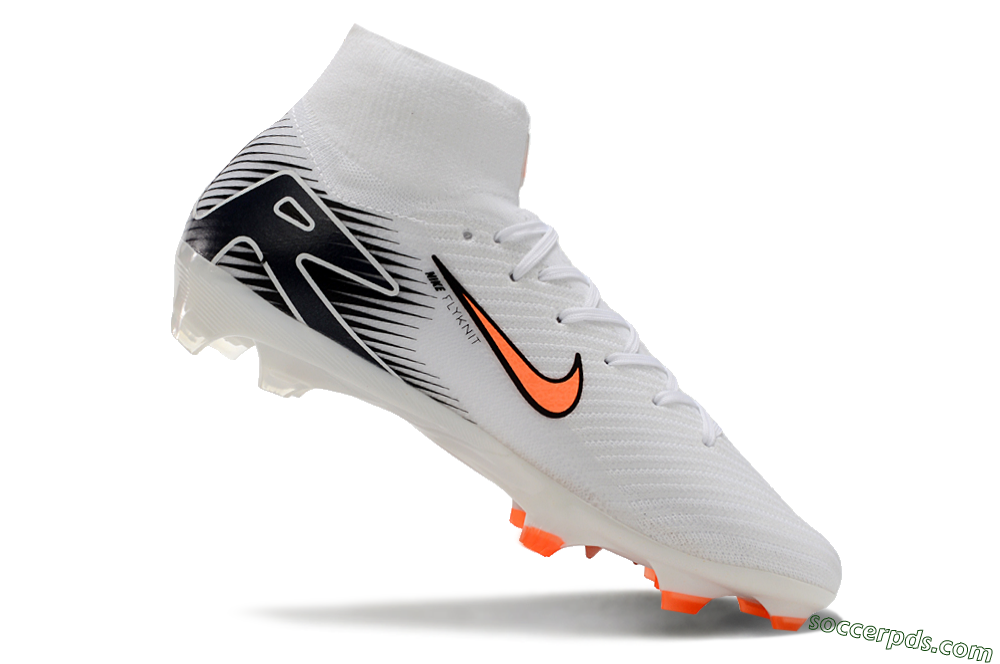 Nike Air Zoom Mercurial Superfly 10 Elite FG High-Tops Football Boots - White/Orange/Black 4
