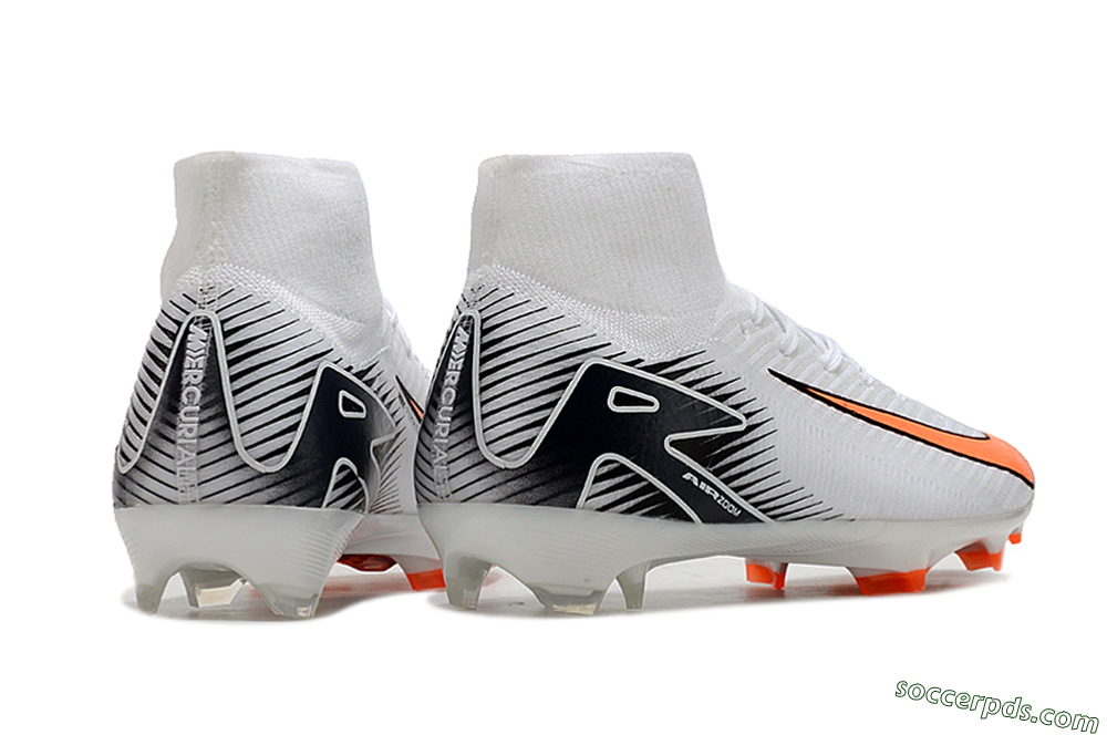 Nike Air Zoom Mercurial Superfly 10 Elite FG High-Tops Football Boots - White/Orange/Black 6