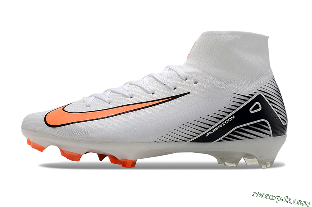 Nike Air Zoom Mercurial Superfly 10 Elite FG High-Tops Football Boots - White/Orange/Black 2