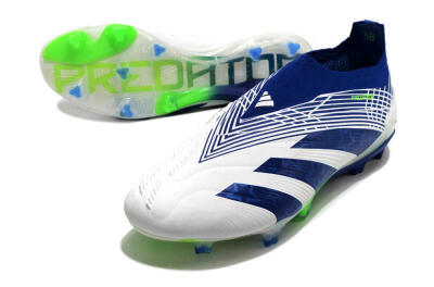 Adidas Predator+ 24 Elite Laceless FG Low-Tops Football Boots - White/Blue/Yellow