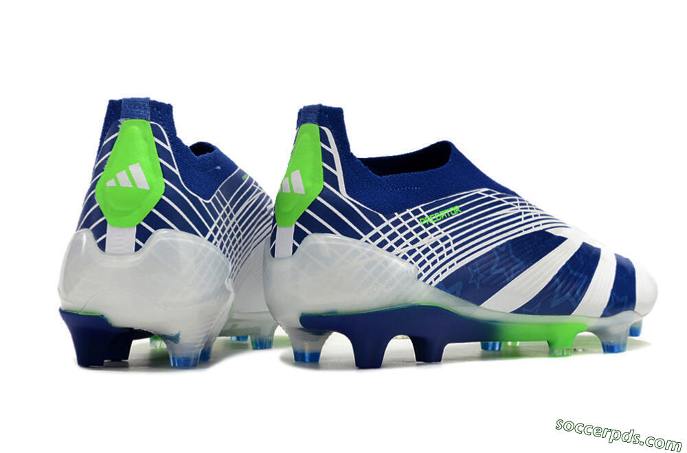 Adidas Predator+ 24 Elite Laceless FG Low-Tops Football Boots - White/Blue/Yellow 6