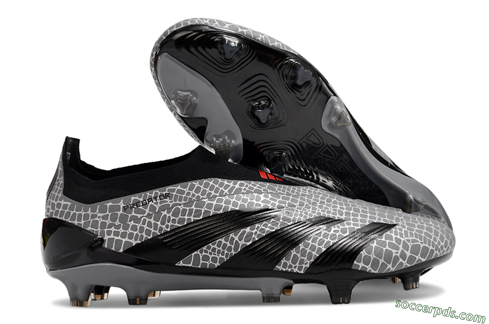 Adidas Predator+ 24 Elite Laceless FG Low-Tops Football Boots - Grey/Black/Red 1