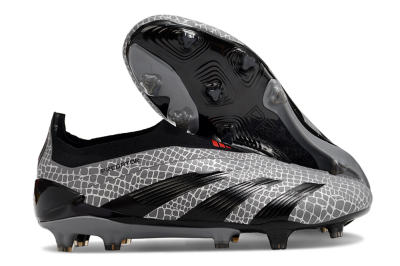 Adidas Predator+ 24 Elite Laceless FG Low-Tops Football Boots - Grey/Black/Red