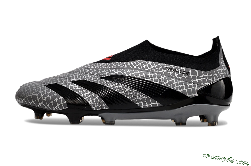 Adidas Predator+ 24 Elite Laceless FG Low-Tops Football Boots - Grey/Black/Red 2