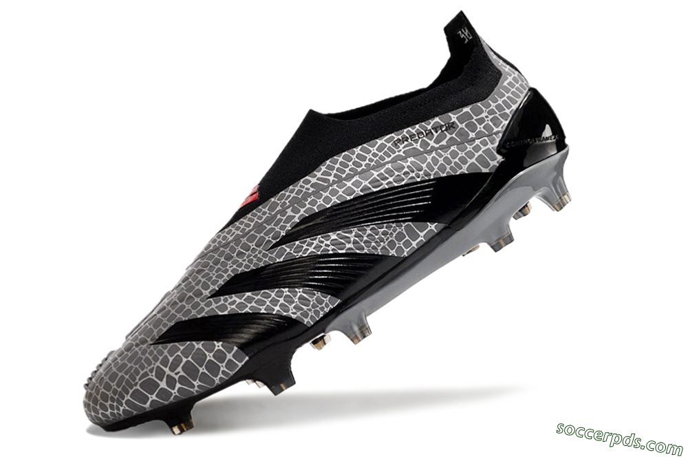 Adidas Predator+ 24 Elite Laceless FG Low-Tops Football Boots - Grey/Black/Red 5