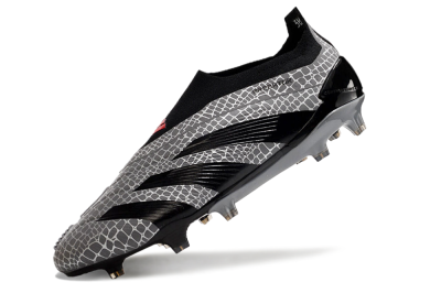 Adidas Predator+ 24 Elite Laceless FG Low-Tops Football Boots - Grey/Black/Red