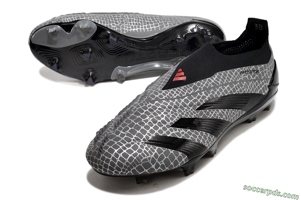 Adidas Predator+ 24 Elite Laceless FG Low-Tops Football Boots - Grey/Black/Red 3